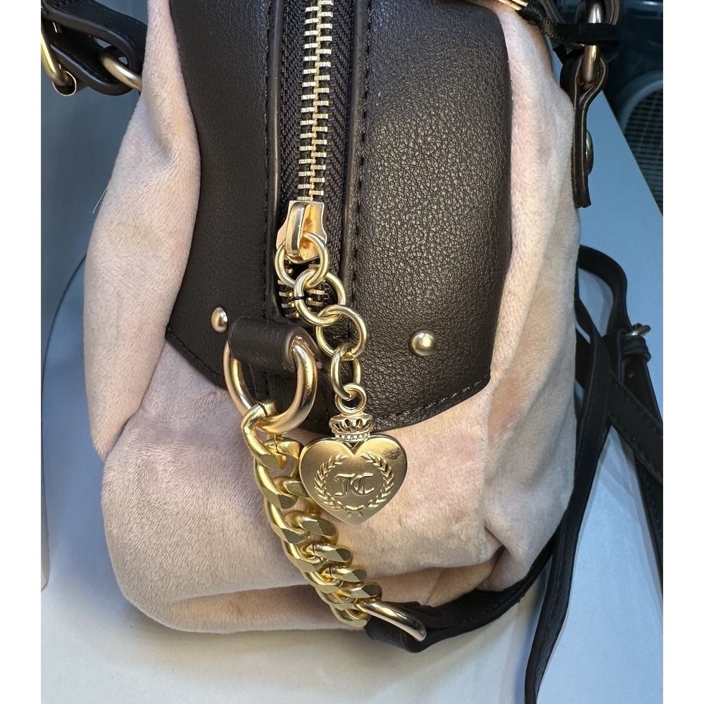 Juicy Couture Satchel Bag The Key To Juicy Blush Chocolate Velour NWT - Picture 4 of 16